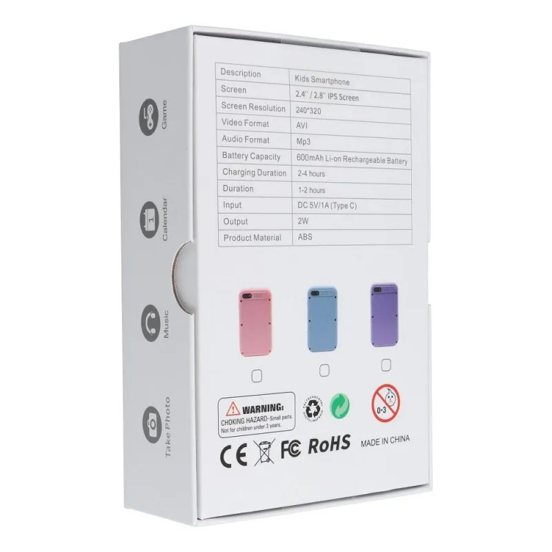 Deciji gejming telefon (konzola) sa  IPS ekranom 2.4" sa tasterima KDC-0027A roze