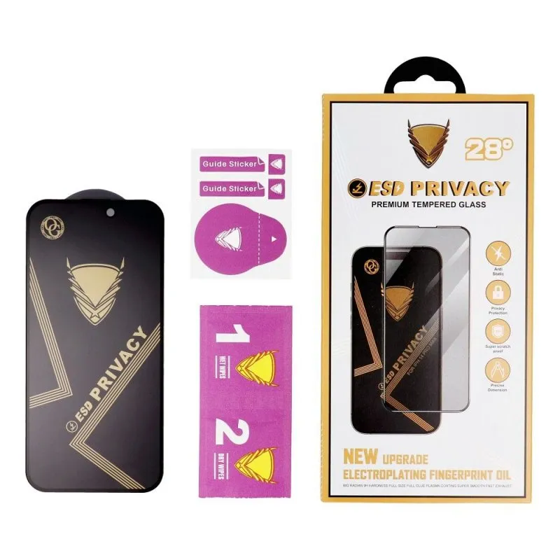 Zastitno staklo OG Premium Privacy za iPhone 14 Pro Max crno