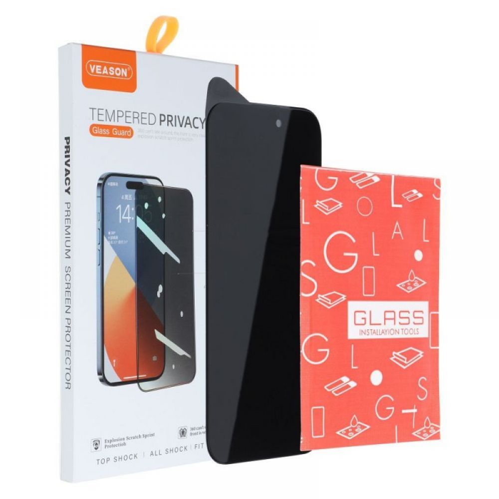 Zastitno staklo 6D Pro Privacy VEASON za iPhone 16 Pro crno
