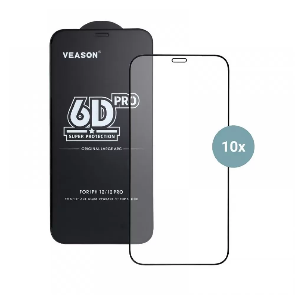 Zastitno staklo 6D Pro Veason (pakovanje 10 u 1) za Iphone 15 Plus / 16 Plus crno