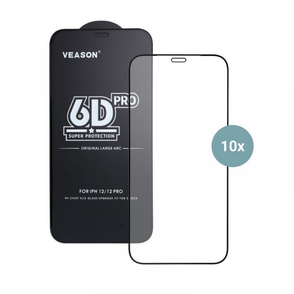 Zastitno staklo 6D Pro Veason (pakovanje 10 u 1) za Iphone 12 / 12 Pro crno