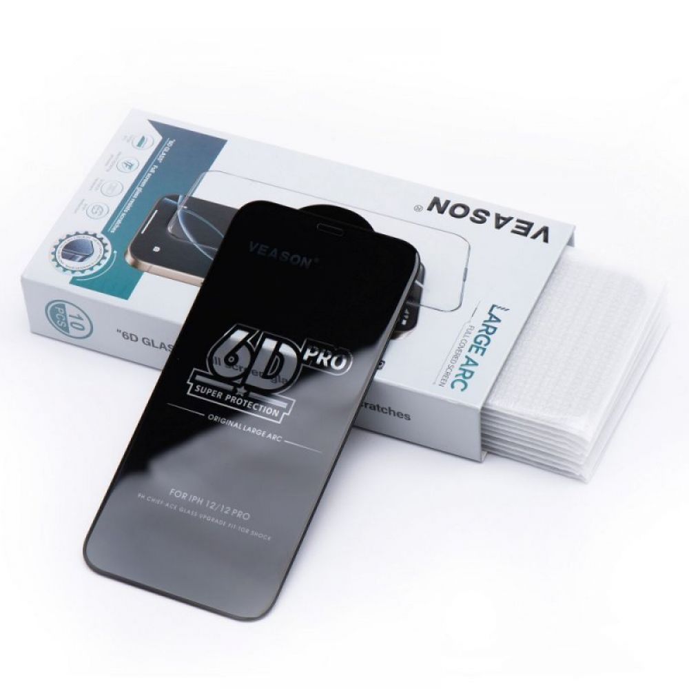 Zastitno staklo 6D Pro Veason (pakovanje 10 u 1) za Iphone 12 / 12 Pro crno