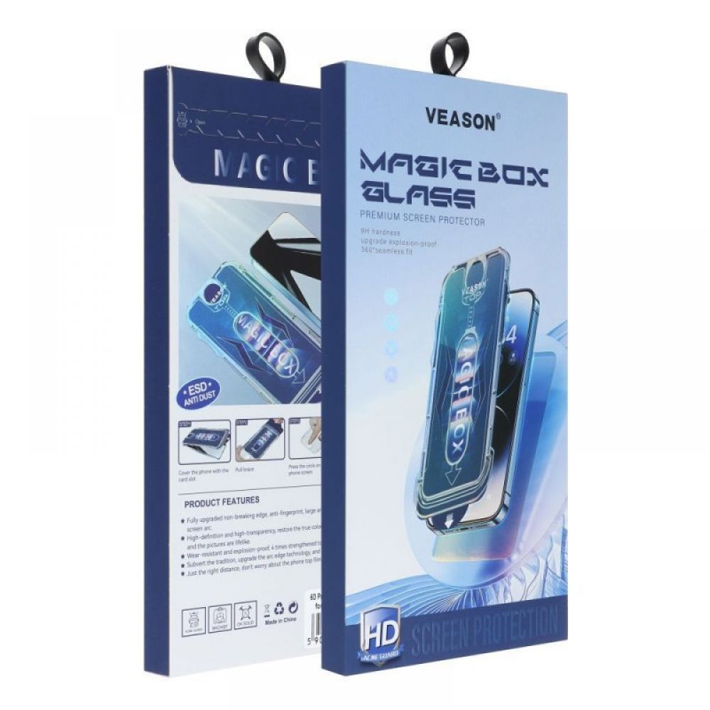 Zastitno staklo 6D Pro VEASON sa aplikatorom za Iphone 16 Pro crno