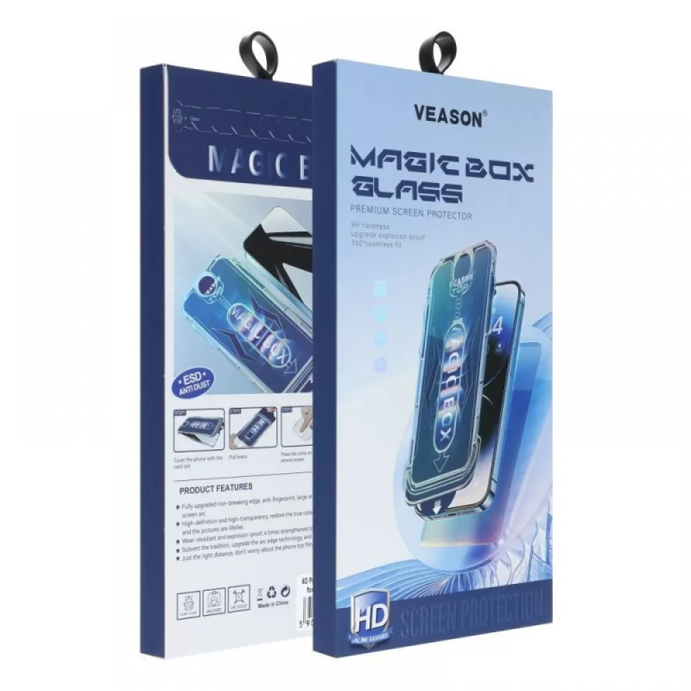 Zastitno staklo 6D Pro VEASON sa aplikatorom za Iphone 16 crno