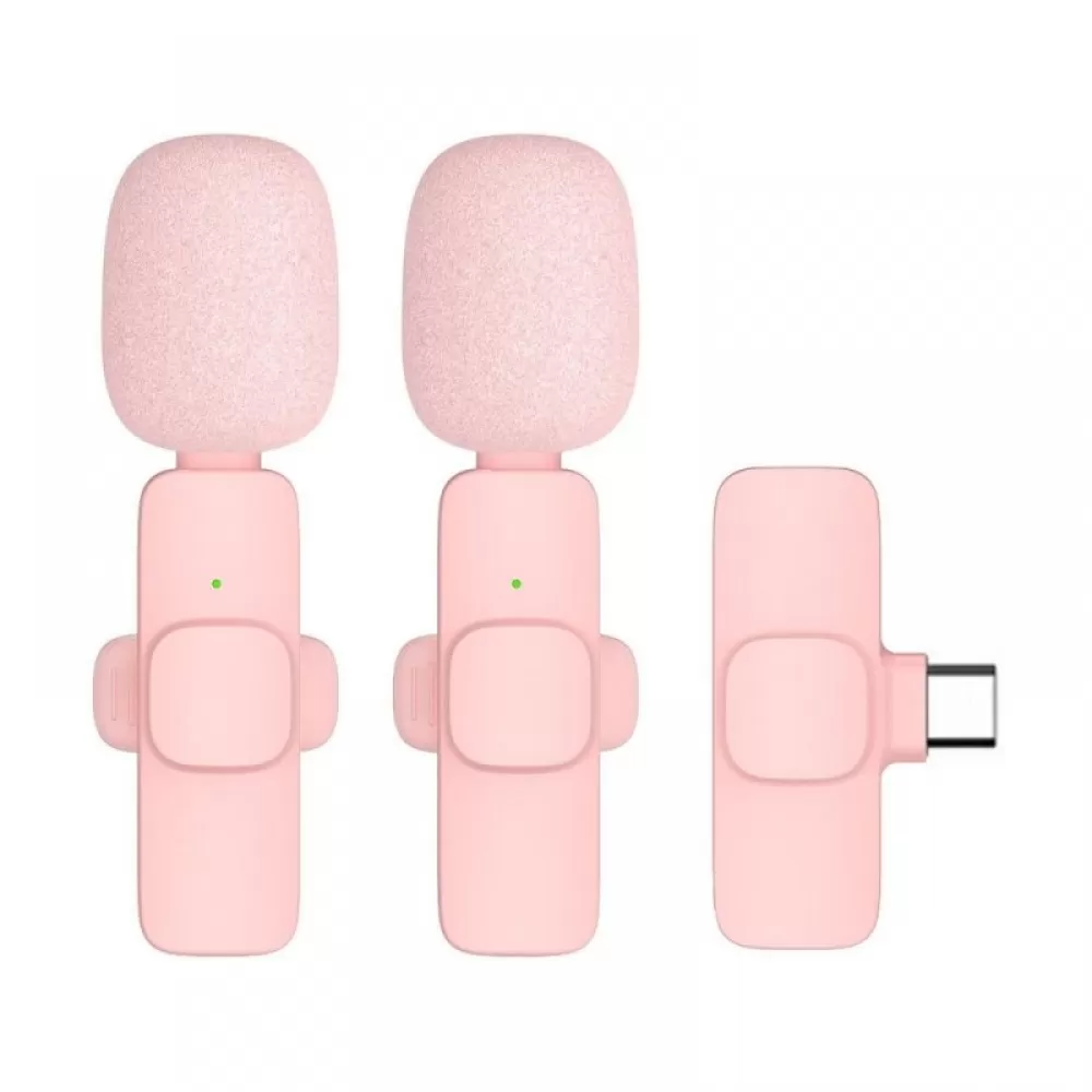 Bezicni lavalier mikrofon Type C dupli (2 u pakovanju) K1 roze