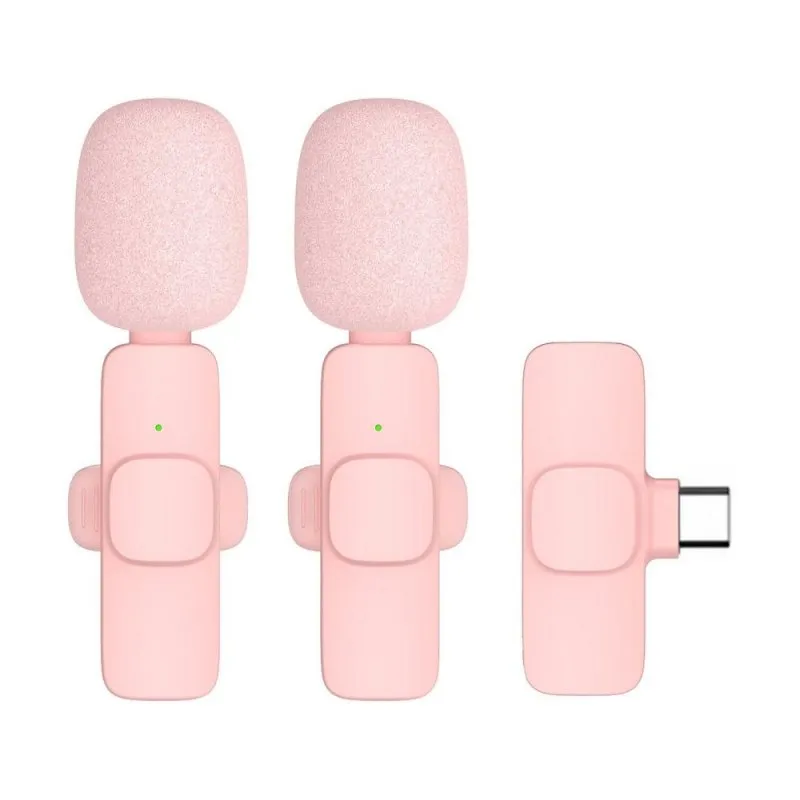 Bezicni lavalier mikrofon Type C dupli (2 u pakovanju) K1 roze