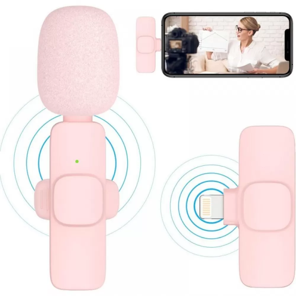 Bezicni lavalier mikrofon Type C dupli (2 u pakovanju) K1 roze