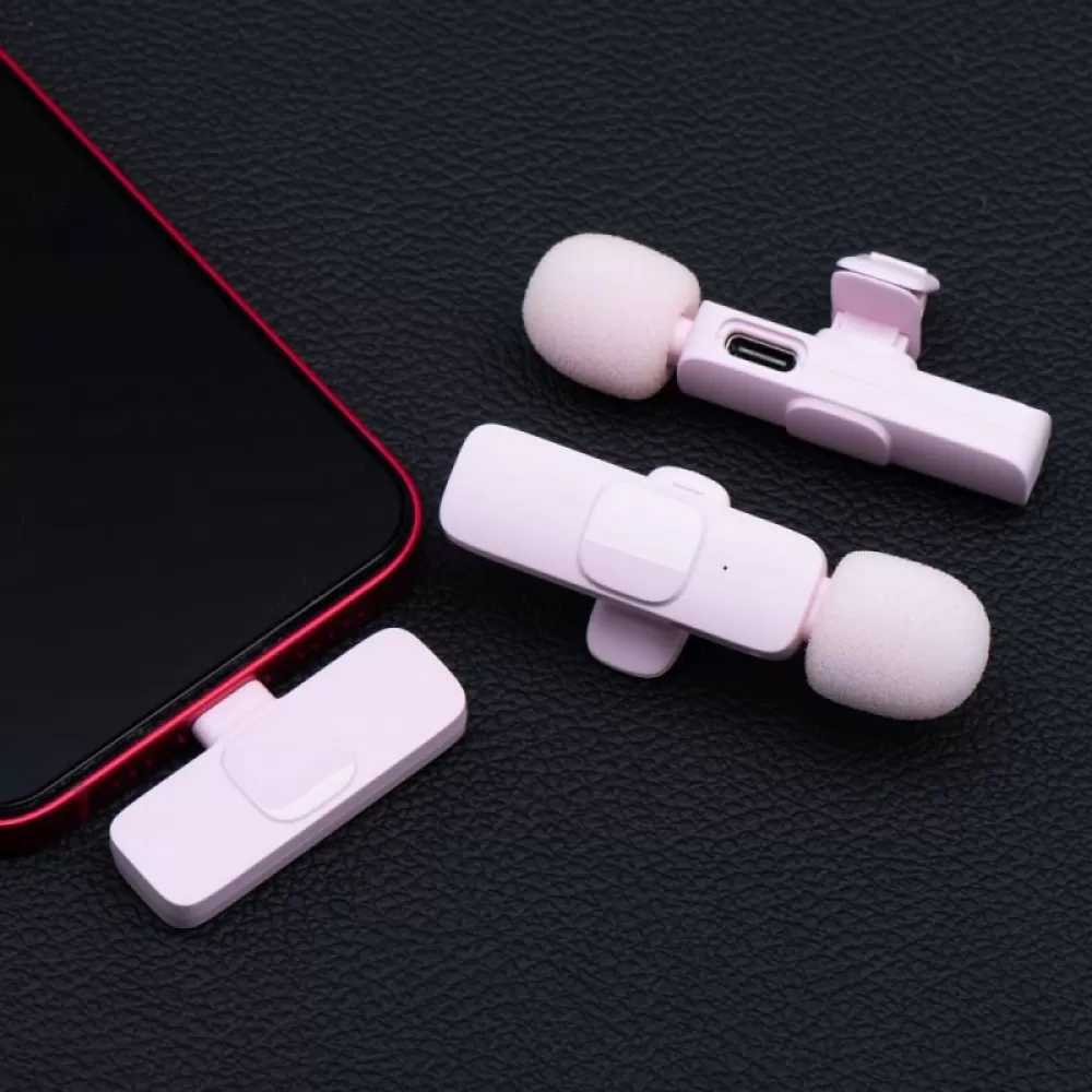 Bezicni lavalier mikrofon Lightning dupli (2 u pakovanju) K1 roze