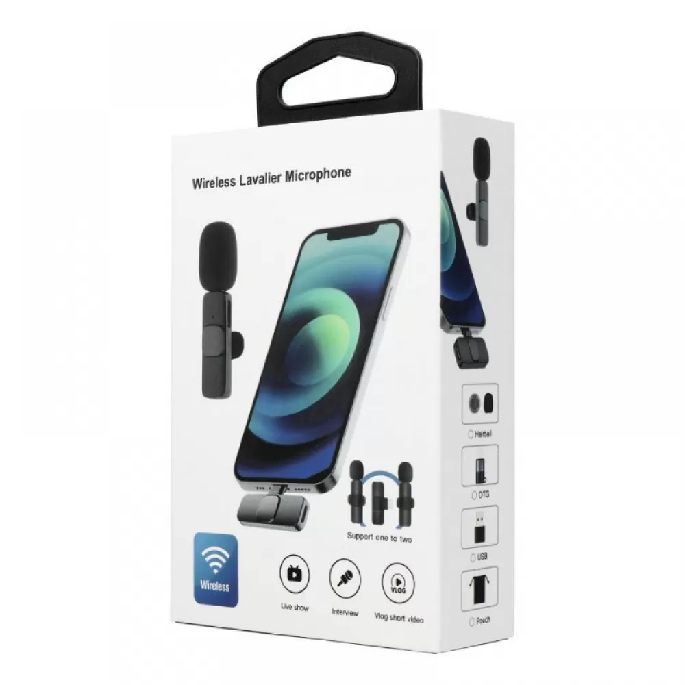 Bezicni lavalier mikrofon Lightning dupli (2 u pakovanju) K1 roze