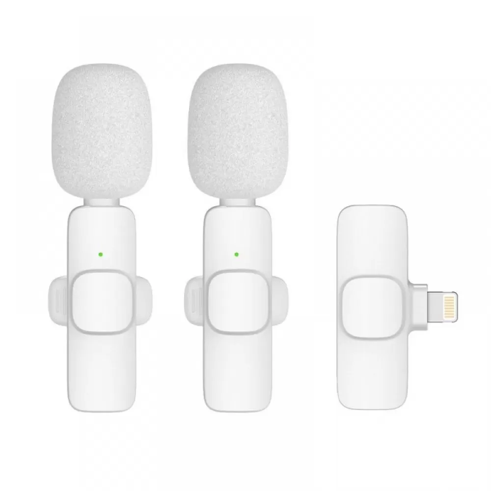 Bezicni lavalier mikrofon Lightning dupli (2 u pakovanju) K1 beli