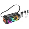 HOCO karaoke set Bluetooth zvucnik + 2 bezicna mikrofona LED 60W HA9 crni