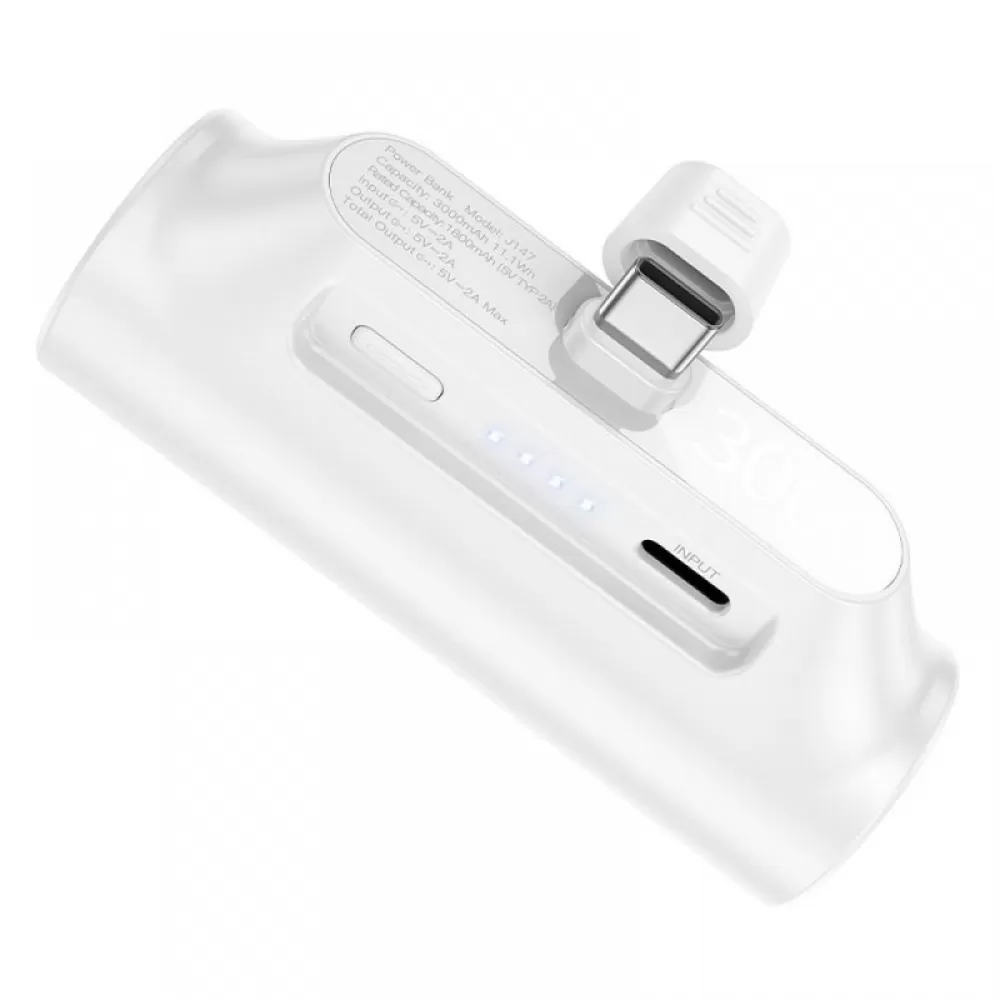 HOCO powerbank 3000 mAh sa integrisanim konektorom Type C J147 beli