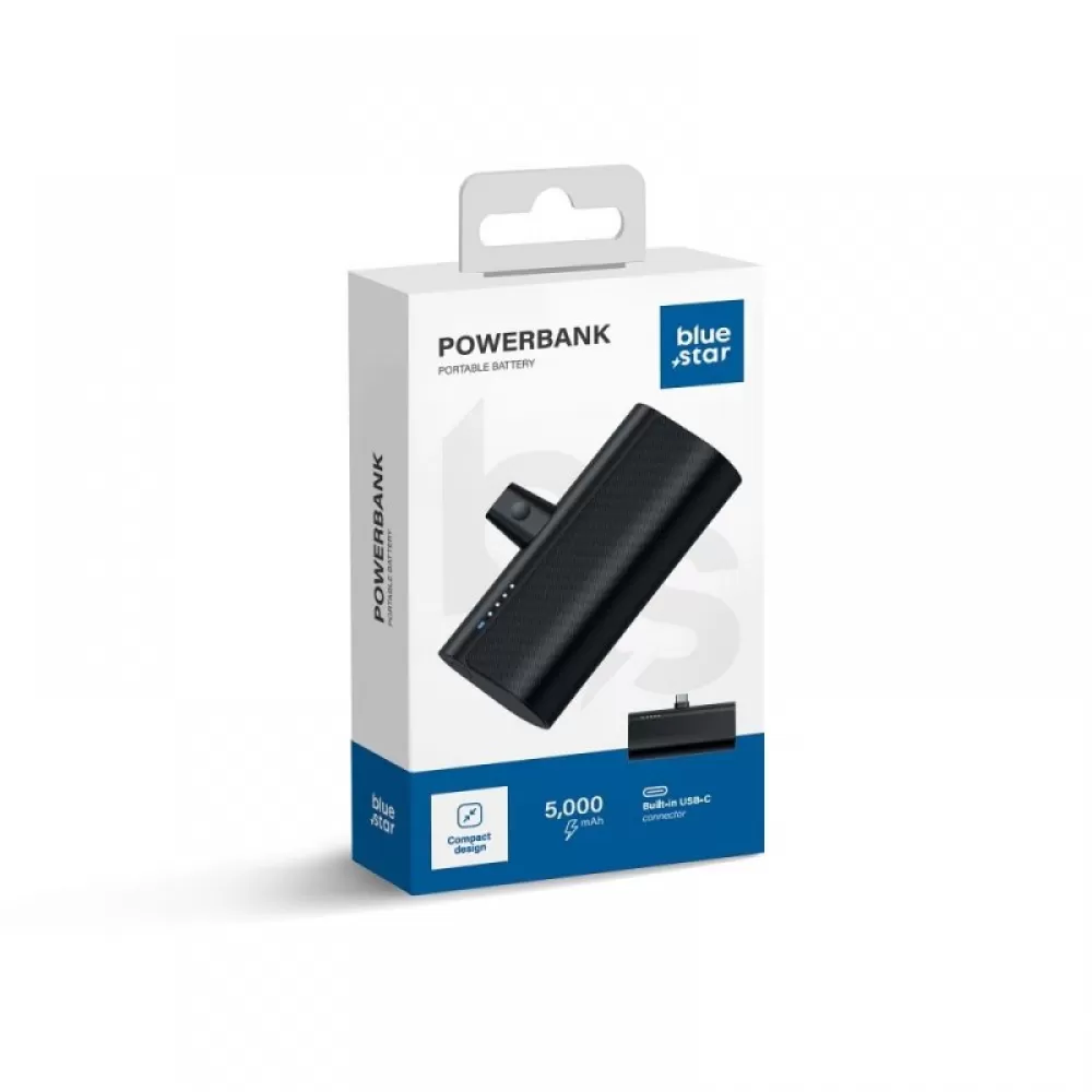 BLUE STAR powerbank 5000 mAh sa integrisanim konektorom Type C 2.1A W0556 crni