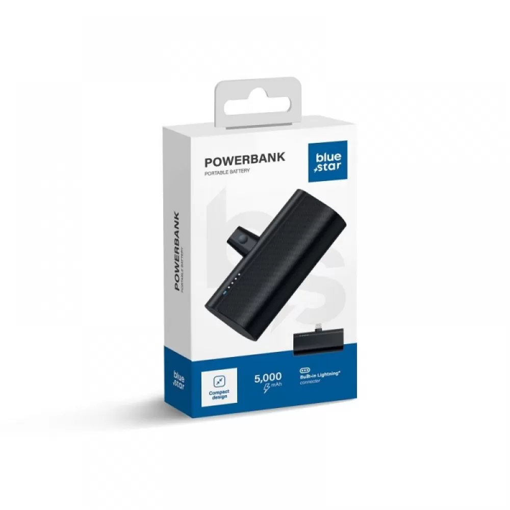 BLUE STAR powerbank 5000 mAh sa integrisanim konektorom Lightning 2.1A W0556P crni