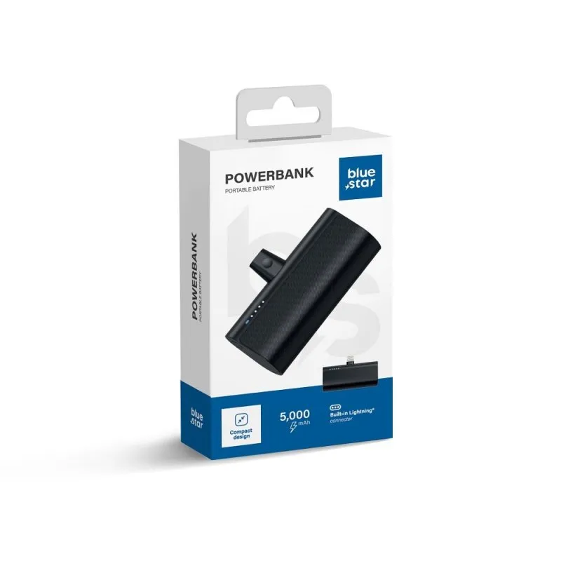 BLUE STAR powerbank 5000 mAh sa integrisanim konektorom Lightning 2.1A W0556P crni