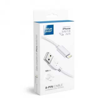 BLUE STAR LITE kabl 3A USB A na Lightning 1.2 m beli