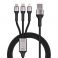 BLUE STAR pleteni kabl 2.4A 3u1 USB A na Lightning / Micro USB / Type C TFK-DC-010 1.2 m crni