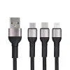 BLUE STAR pleteni kabal (kabl) 2.4A 3u1 USB A na Lightning / Micro USB / Type C TFK-DC-010 1.2 m crni