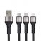 BLUE STAR pleteni kabl 2.4A 3u1 USB A na Lightning / Micro USB / Type C TFK-DC-010 1.2 m crni