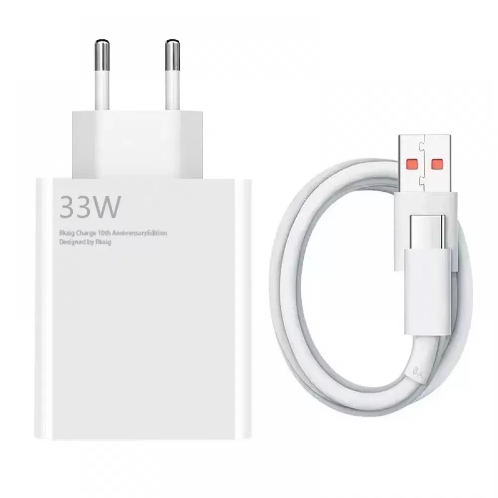 Kucni punjac XIAOMI PD 33W sa kablom USB na Type-C beli EU bela