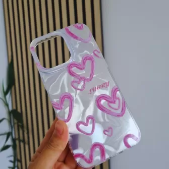 Futrola Holo Heart za iPhone 16 (6.1) roze