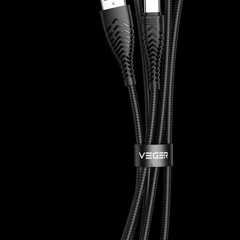 VEGER kabal (kabl) USB A na Type C 2.4A V104 1.2 m crni