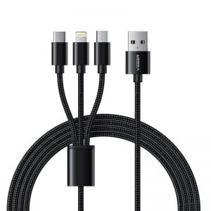 VEGER kabal (kabl) 3u1 USB A na Lightning / Type C / Micro USB 2A 12W V303 1.2 m crni