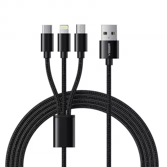 VEGER kabal (kabl) 3u1 USB A na Lightning / Type C / Micro USB 2A 12W V303 1.2 m crni