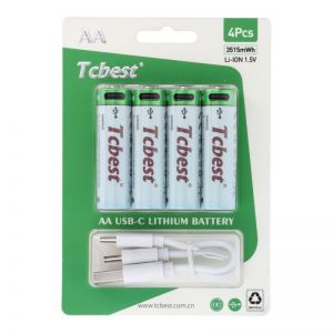 Punjiva baterija TCBEST R6 (AA) 950 mAh sa soketom Type C + USB A kabal 4 x Type C (4 kom)