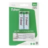 Punjiva baterija TCBEST R6 (AA) 750 mAh sa soketom Type C + USB A kabal 2 x Type C (2 kom)