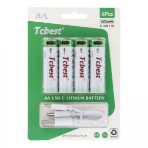 Punjiva baterija TCBEST R6 (AA) 1100 mAh sa soketom Type C + USB A kabal 4 x Type C (4 kom)