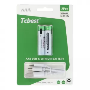 Punjiva baterija TCBEST R3 (AAA) 220 mAh sa soketom Type C + USB A kabal 2 x Type C (2 kom)
