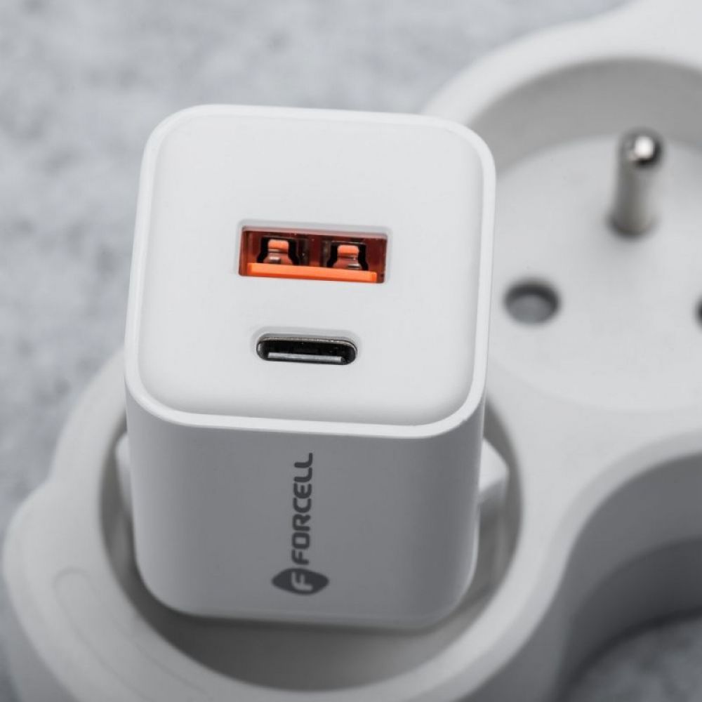 FORCELL F-ENERGY Mini GaN III VT-35C kucni punjac 1 x Type C + 1 x USB A. PD QC4.0 35W bela