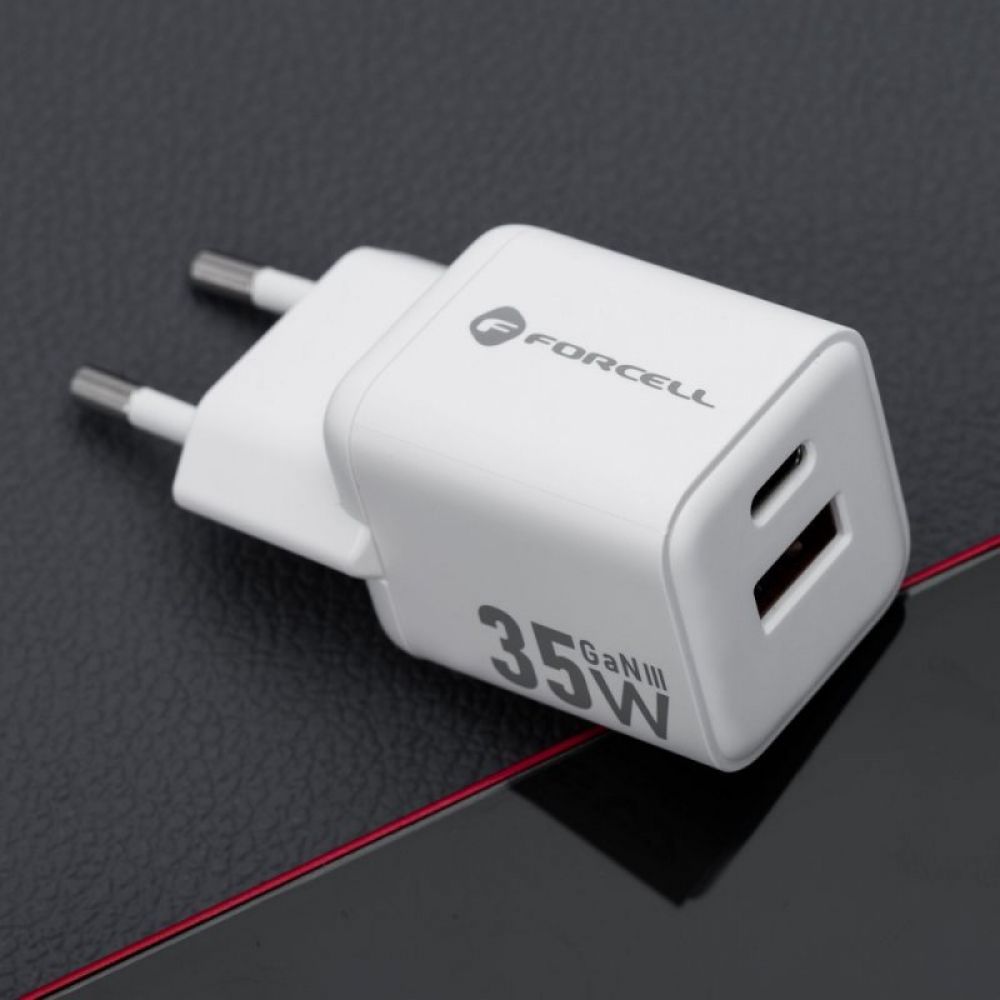 FORCELL F-ENERGY Mini GaN III VT-35C kucni punjac 1 x Type C + 1 x USB A. PD QC4.0 35W bela
