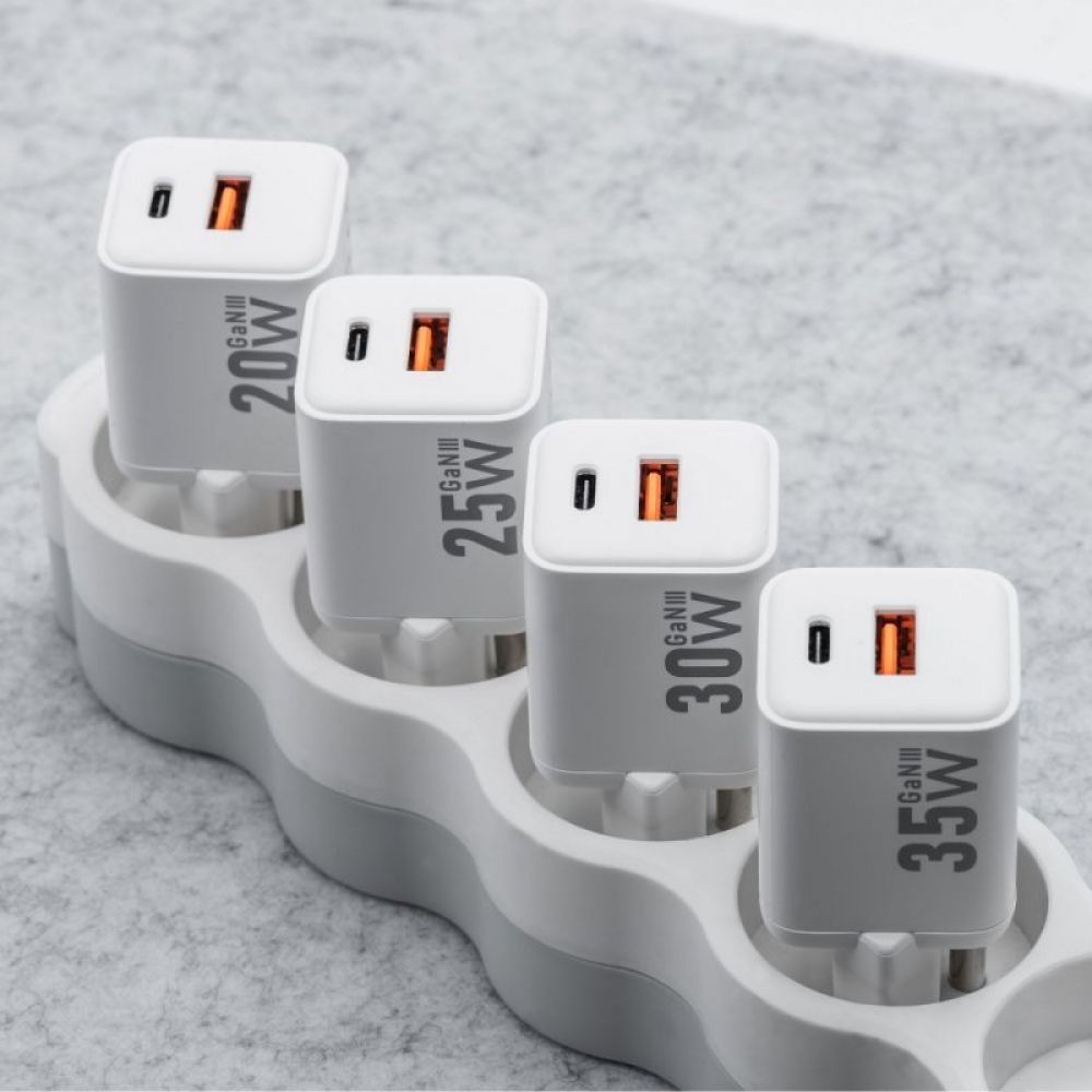 FORCELL F-ENERGY Mini GaN III VT-35C kucni punjac 1 x Type C + 1 x USB A. PD QC4.0 35W bela
