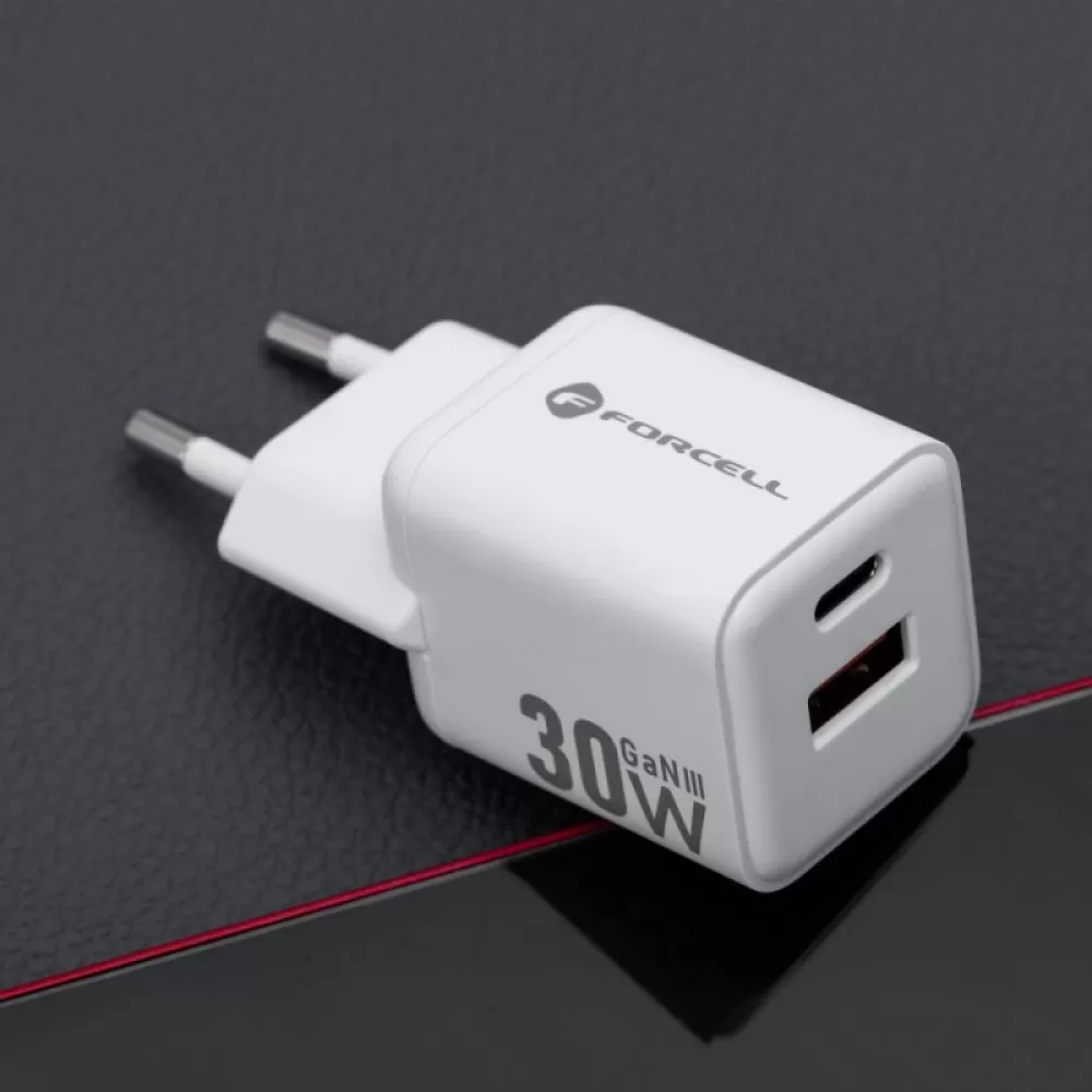 FORCELL F-ENERGY Mini GaN III VT-35 kucni punjac 1 x Type C + 1 x USB A. PD QC4.0 30W bela