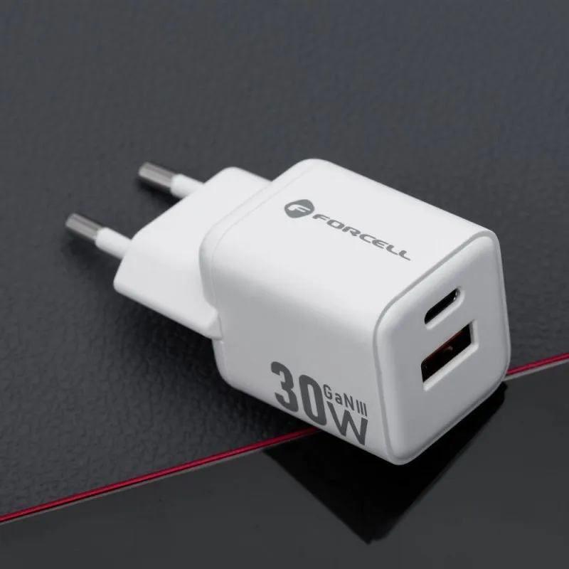 FORCELL F-ENERGY Mini GaN III VT-35 kucni punjac 1 x Type C + 1 x USB A. PD QC4.0 30W bela