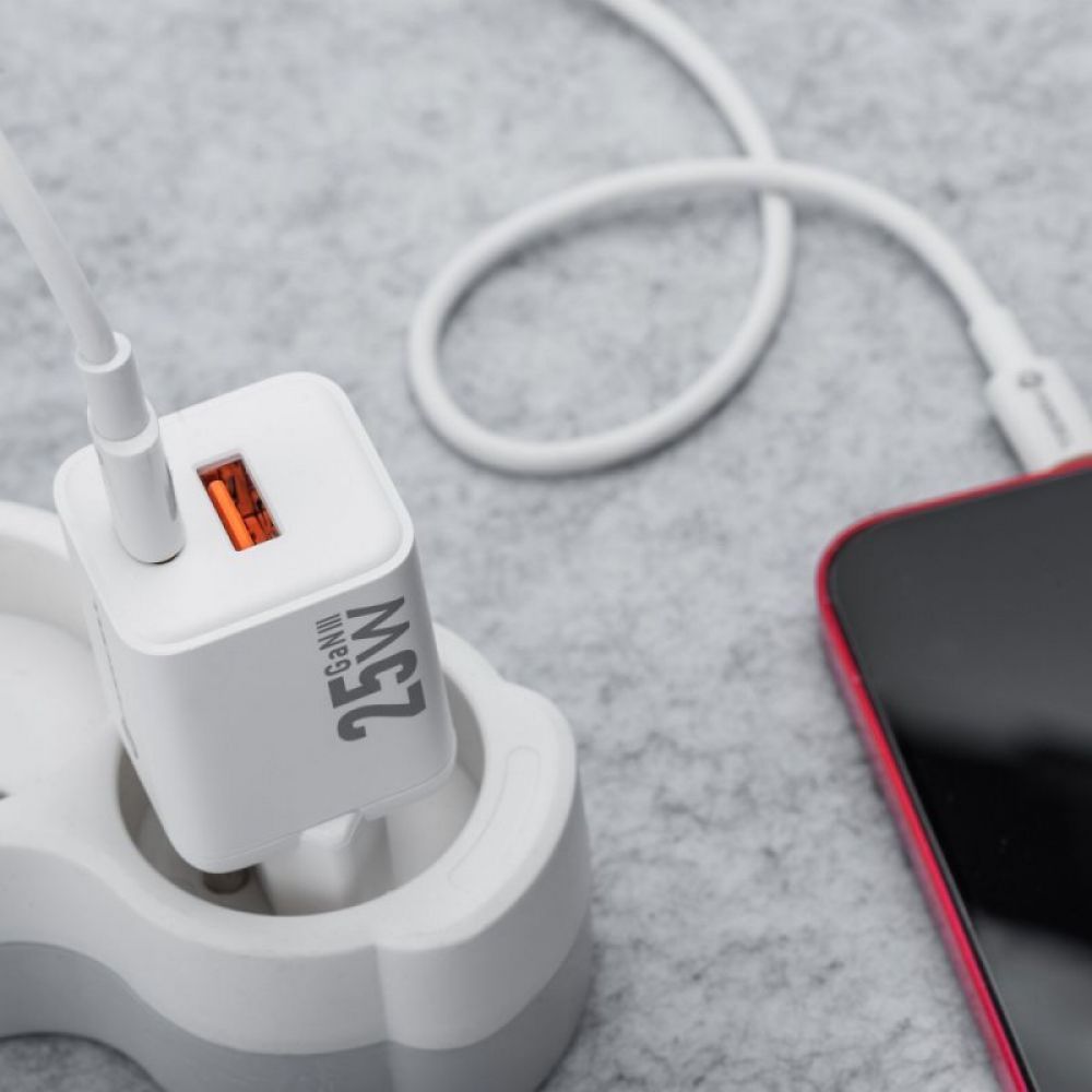FORCELL F-ENERGY Mini GaN III VT-25B kucni punjac 1 x Type C + 1 x USB A. PD QC4.0 25W bela