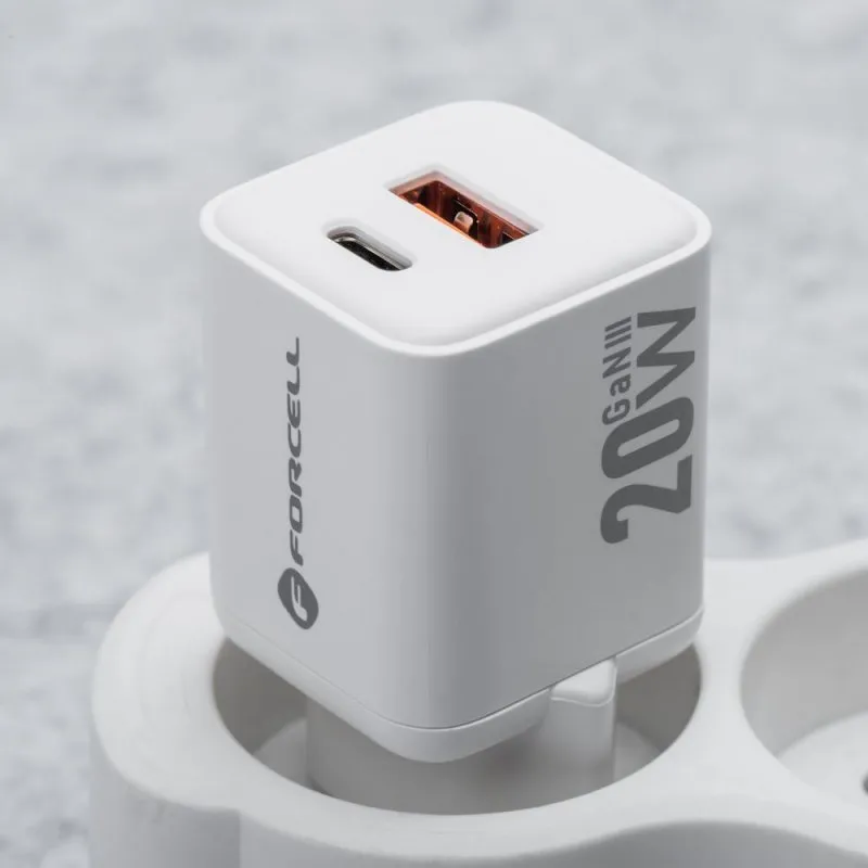 FORCELL F-ENERGY Mini GaN III VT-35A kucni punjac 1 x Type C + 1 x USB A. PD QC4.0 20W bela