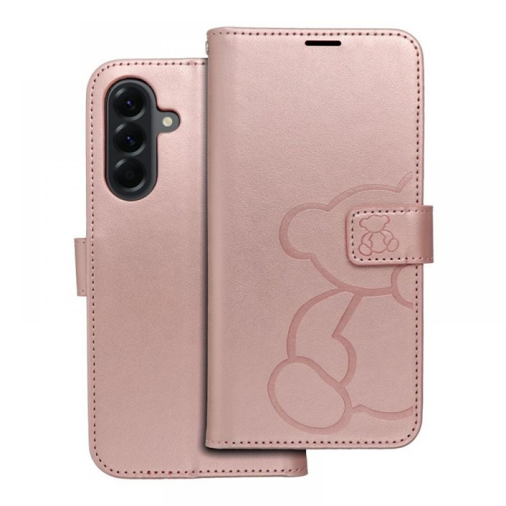 Futrola flip MEZZO BOOK za Samsung A56 5G teddy bear roze zlato