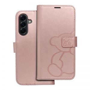 Futrola flip MEZZO BOOK za iPhone 16e (SE 4 2025) teddy bear roze zlato