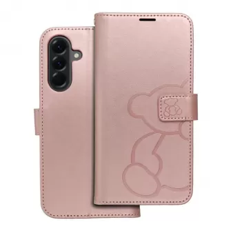 Futrola flip MEZZO BOOK za iPhone 16e (SE 4 2025) teddy bear roze zlato