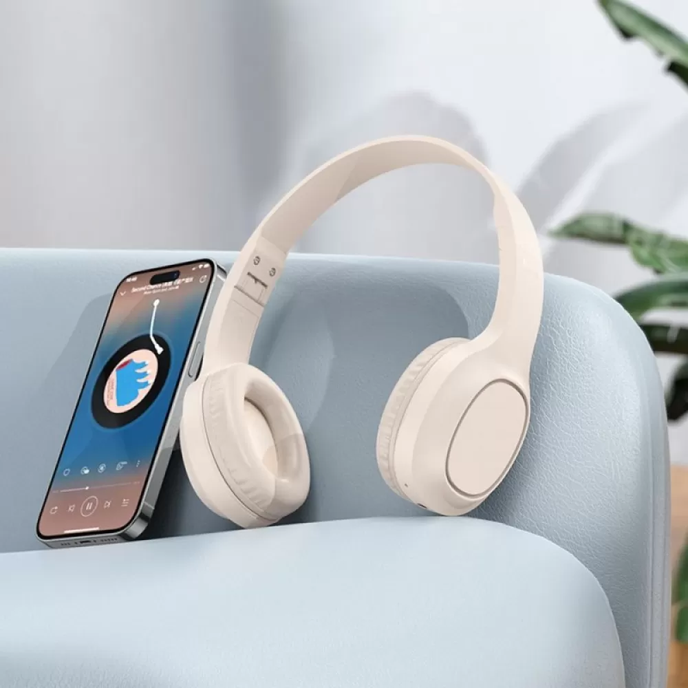 HOCO bezicne bluetooth slusalice W46 mlecno bele