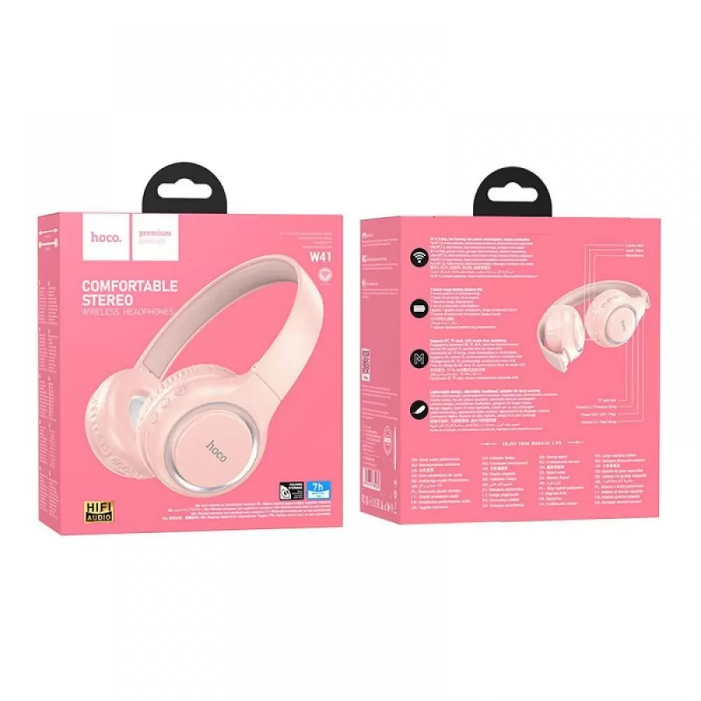 HOCO bezicne bluetooth slusalice W41 roze