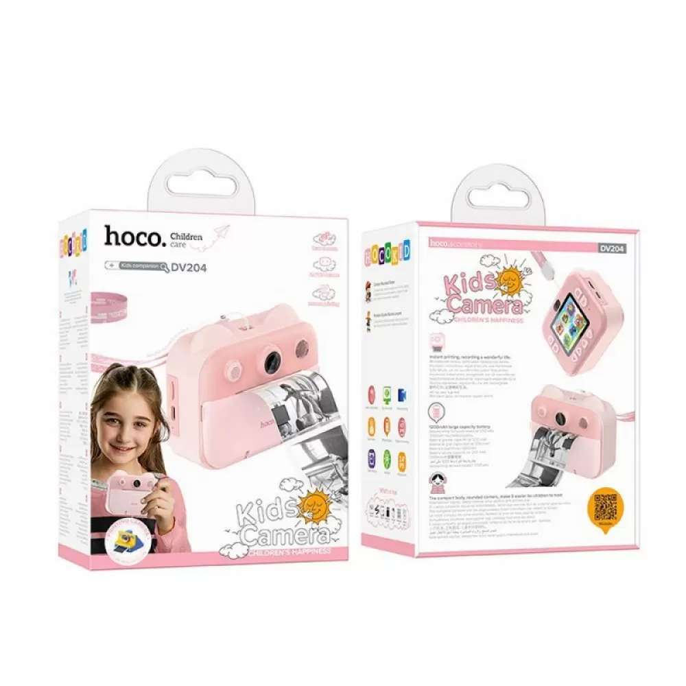 HOCO deciji fotoaparat sa stampacem i selfi funkcijom DV204 roze