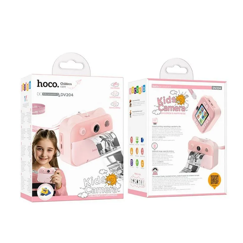 HOCO deciji fotoaparat sa stampacem i selfi funkcijom DV204 roze