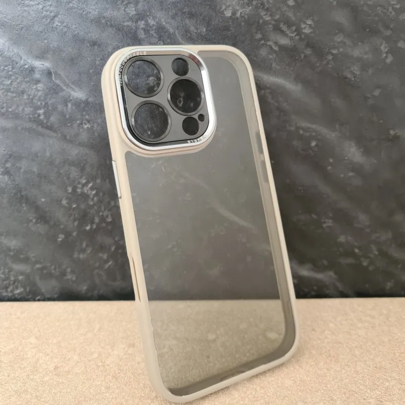 Futrola Clear Pvc sa zastitom za kameru za iPhone 16 Pro Max siva