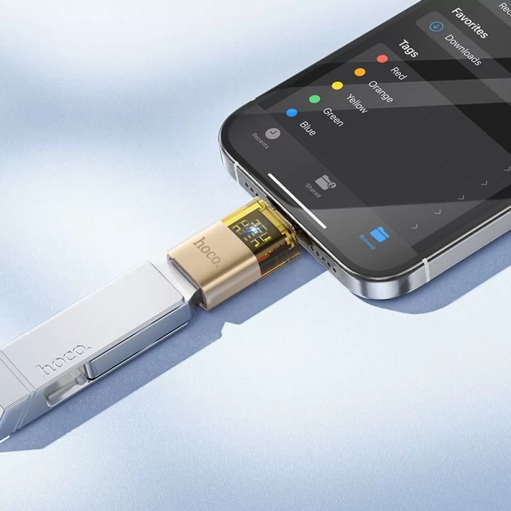HOCO adapter OTG Type C (muski) → USB A (zenski) UA36B zlatni