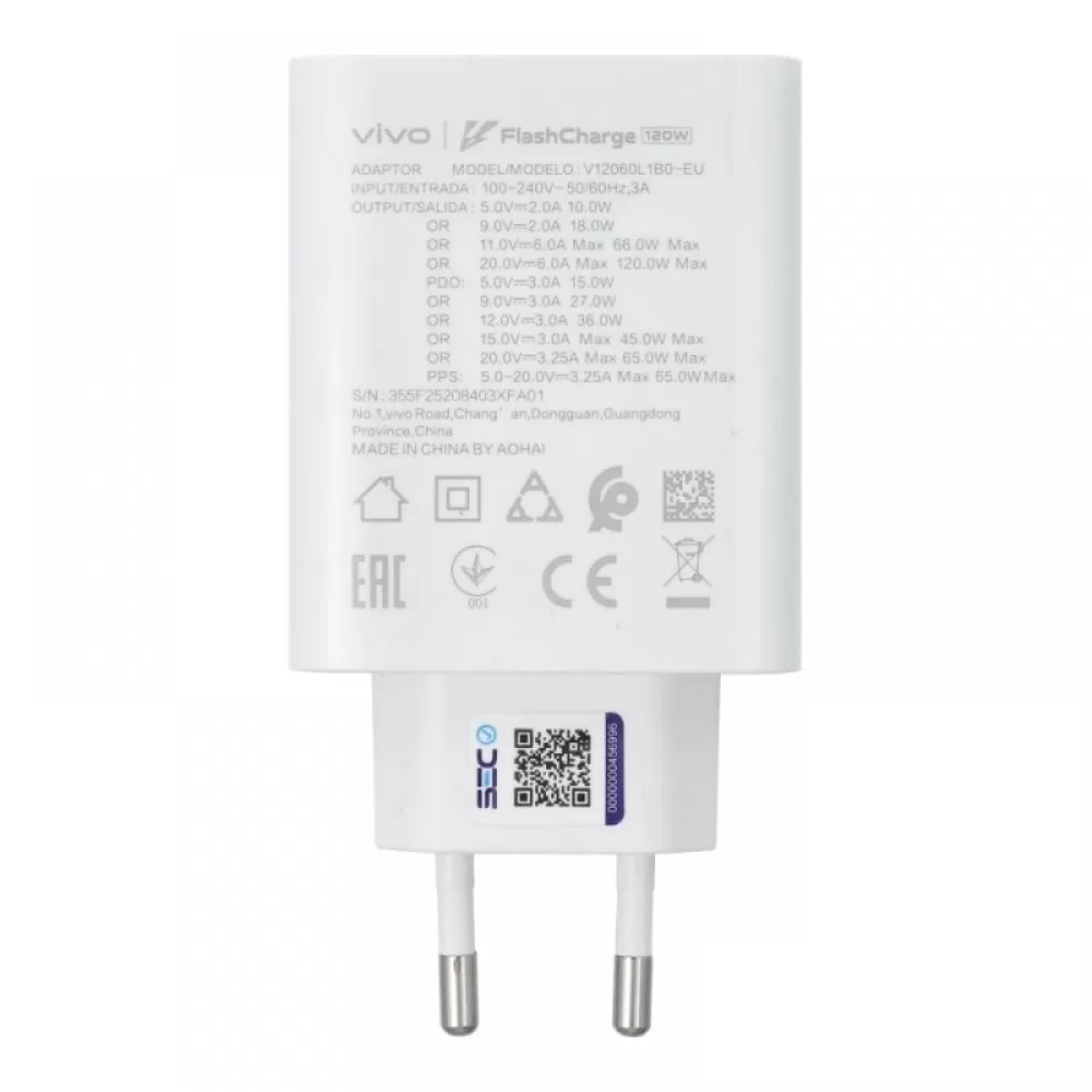 VIVO originalni punjac (Adapter) Flash Charge USB C 3A 120W V12060L1B0 bela bulk