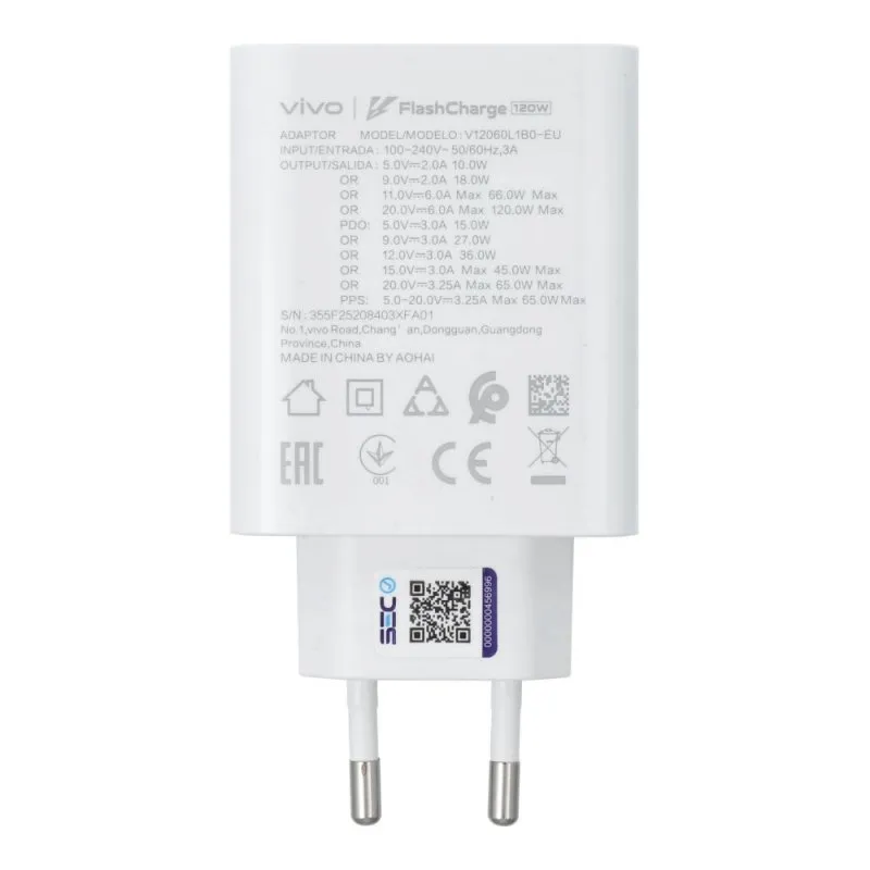 VIVO originalni punjac (Adapter) Flash Charge USB C 3A 120W V12060L1B0 bela bulk